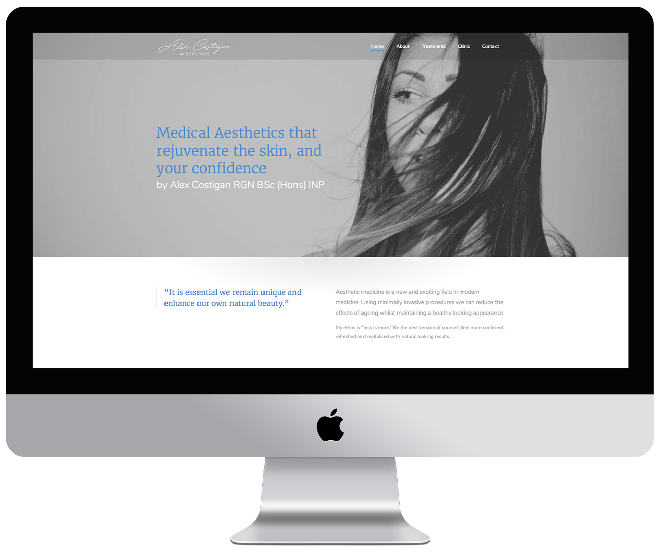 Website development for Alex Costigan Aesthetics, Wirral